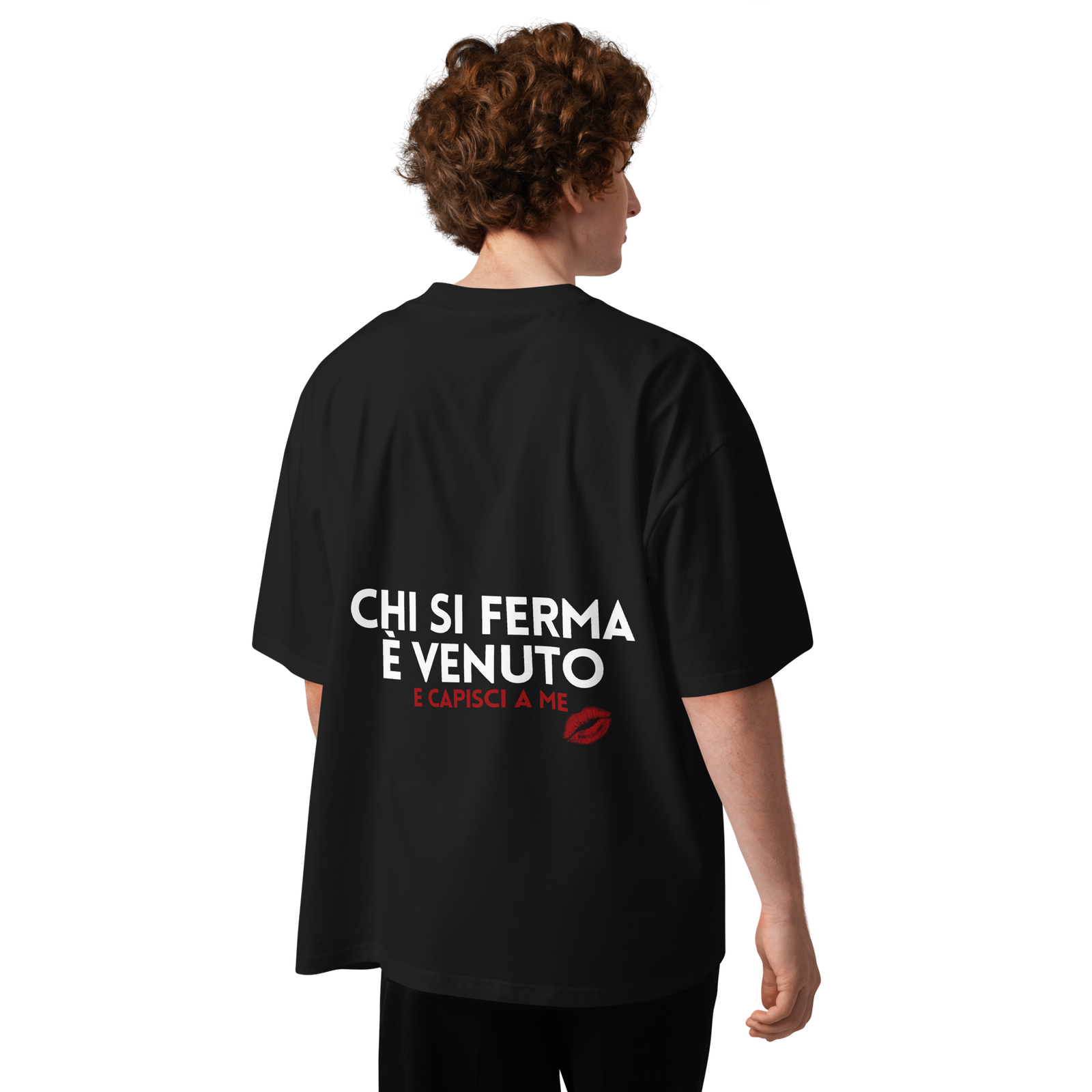 T-shirt organica oversize con collo alto unisex - Chi si ferma... Black - immagine 4