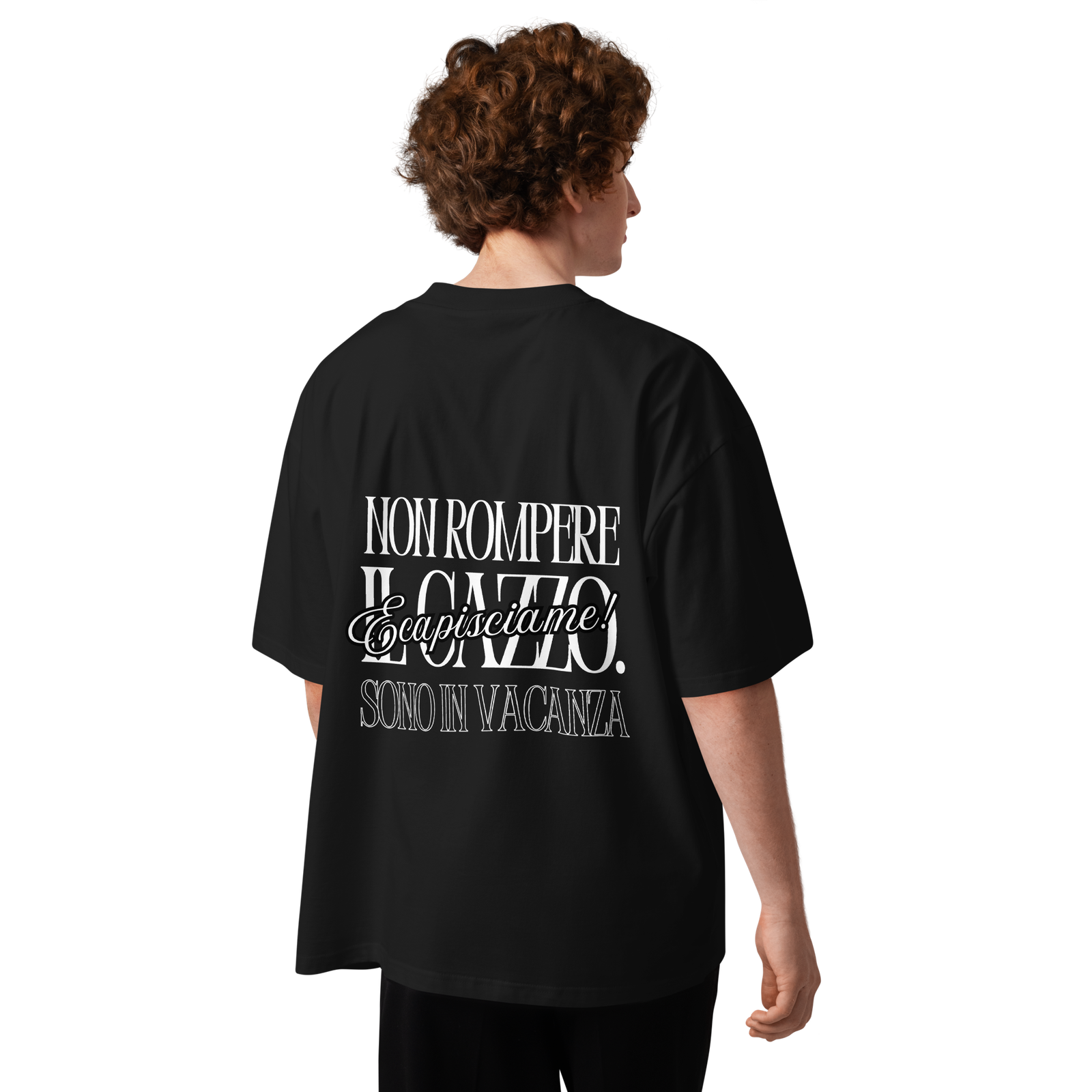 T-shirt organica oversize con collo alto unisex - Non rompere il C***O - immagine 4