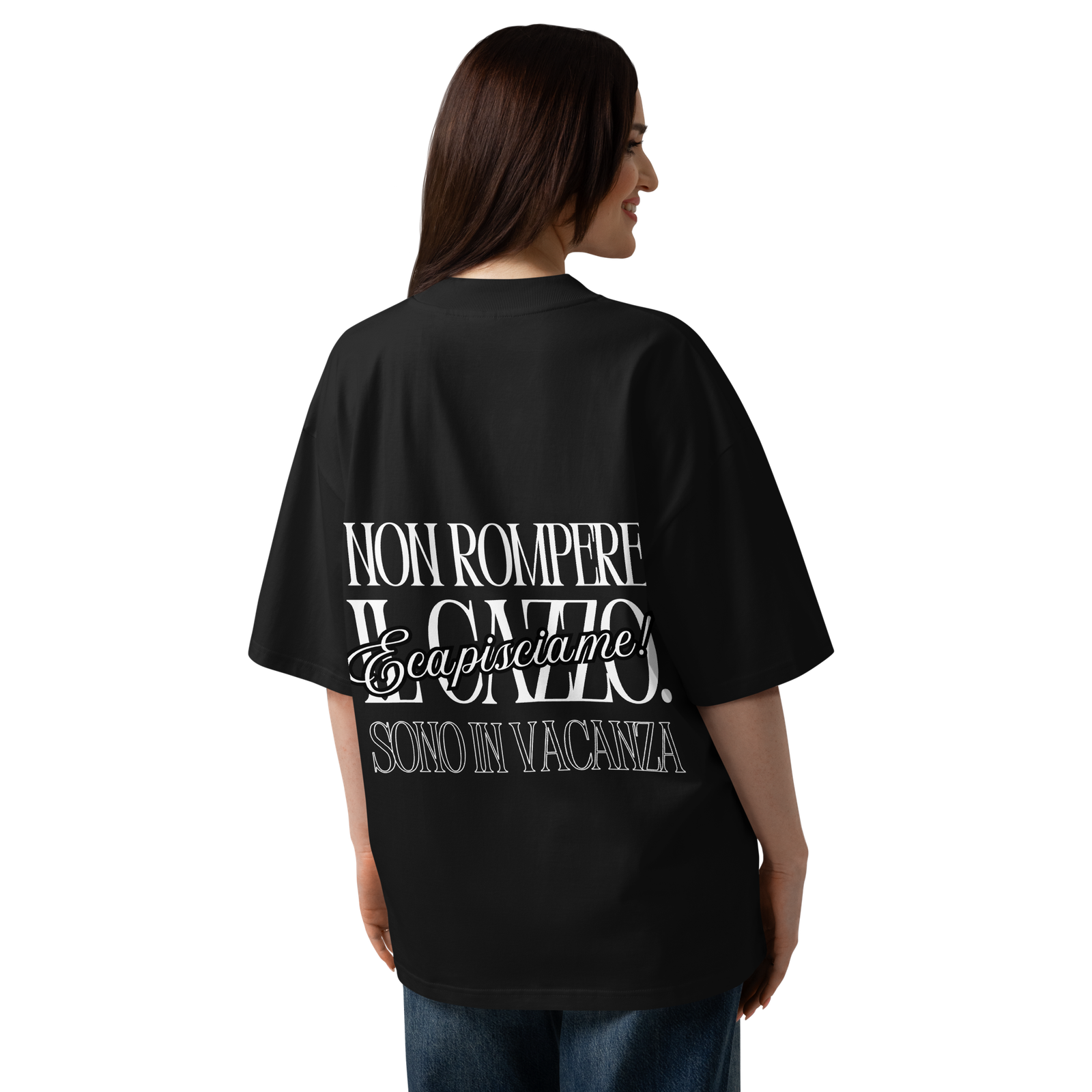 T-shirt organica oversize con collo alto unisex - Non rompere il C***O - immagine 6