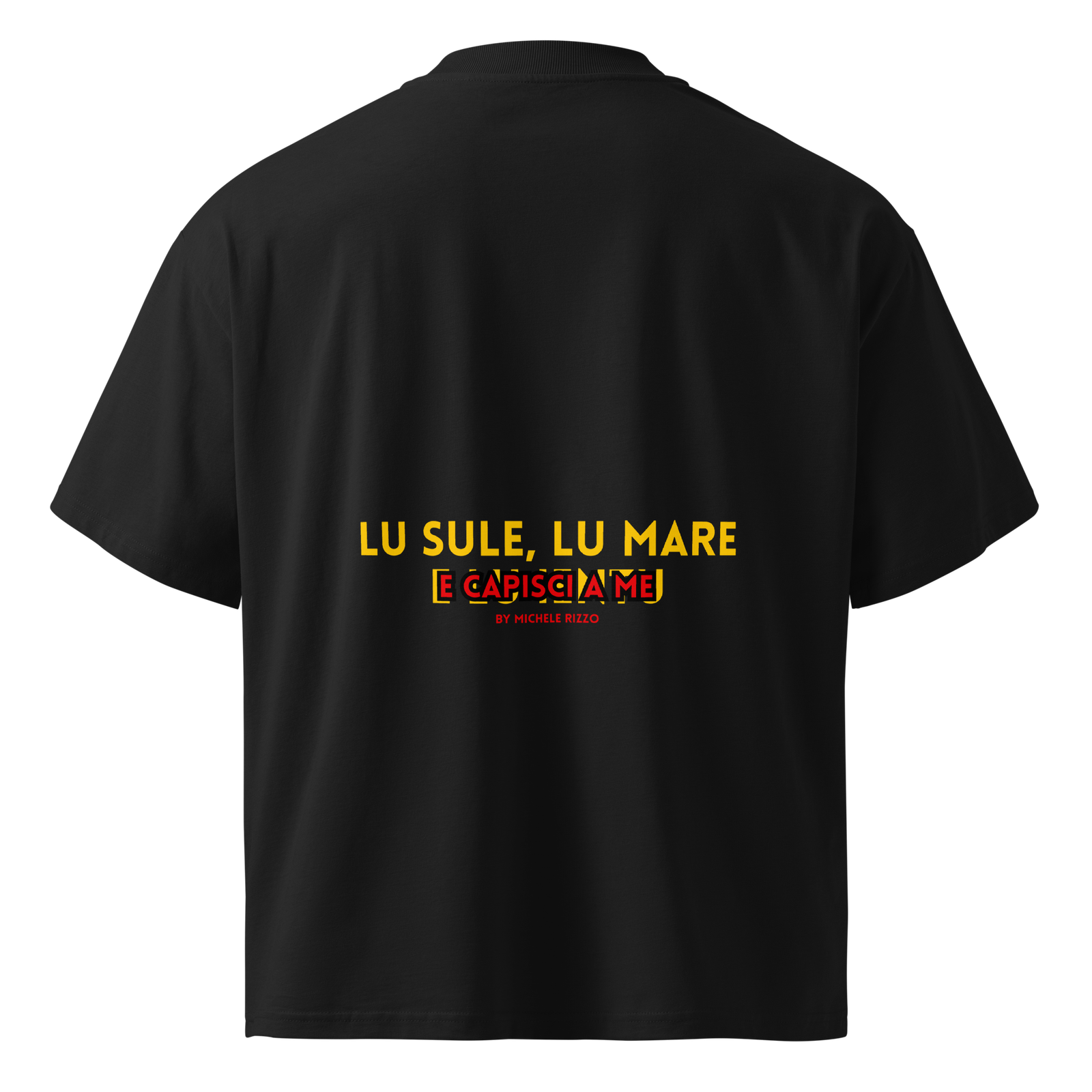 T-shirt organica oversize con collo alto unisex - Lu sule, Lu mare...