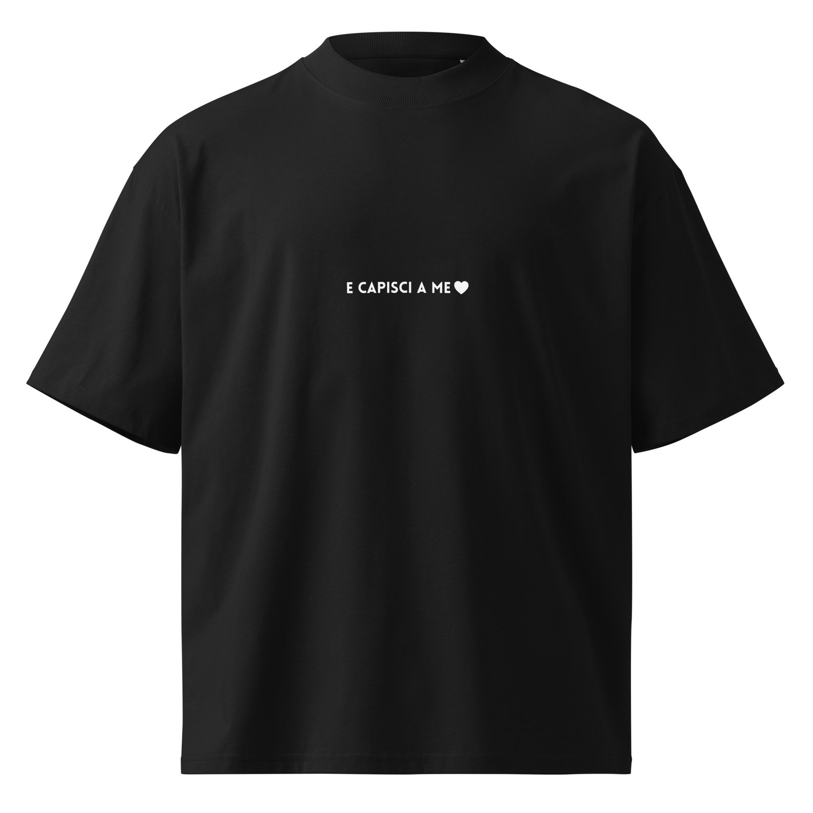 T-shirt organica oversize con collo alto unisex - Baciami Black - immagine 3