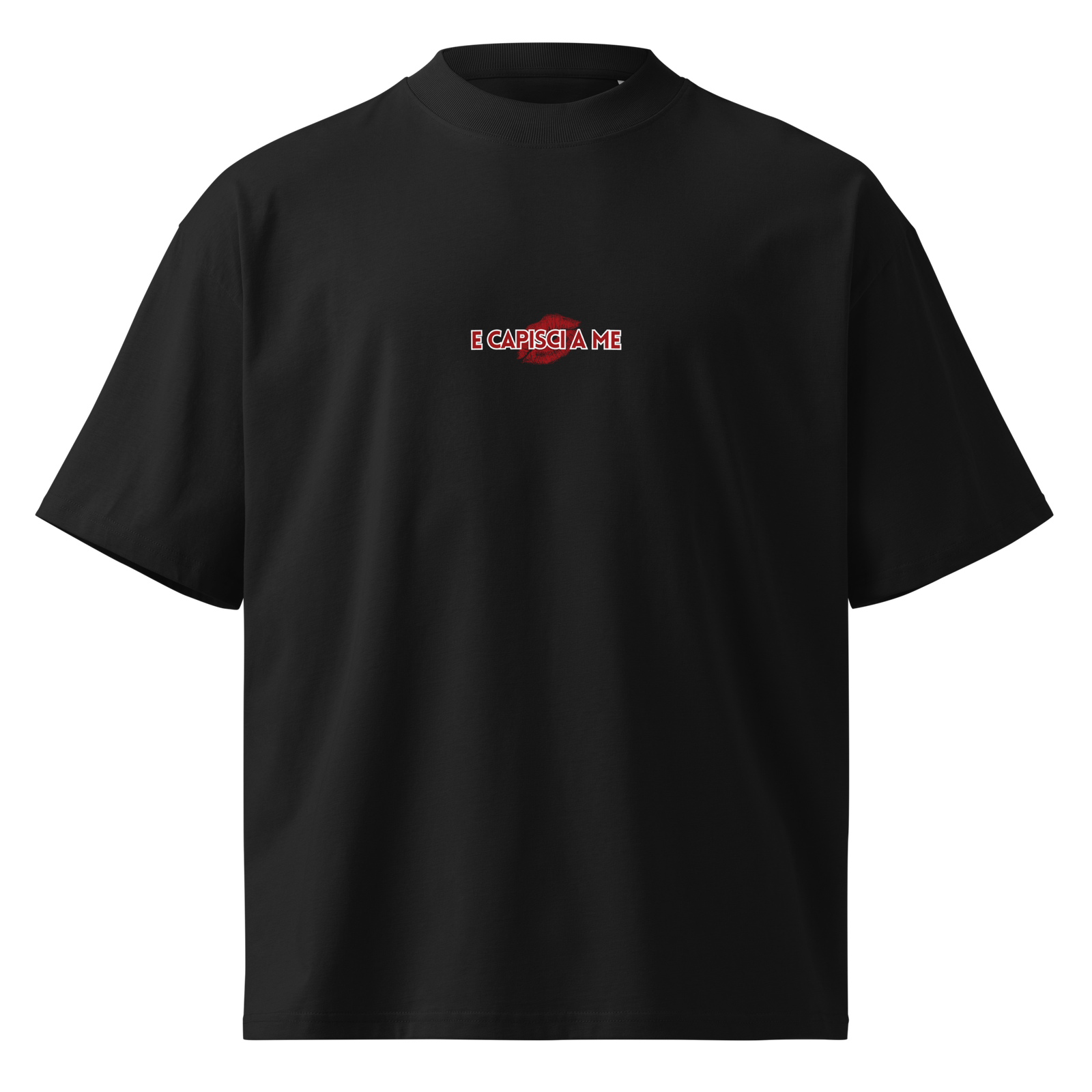 T-shirt organica oversize con collo alto unisex - Chi si ferma... Black - immagine 2