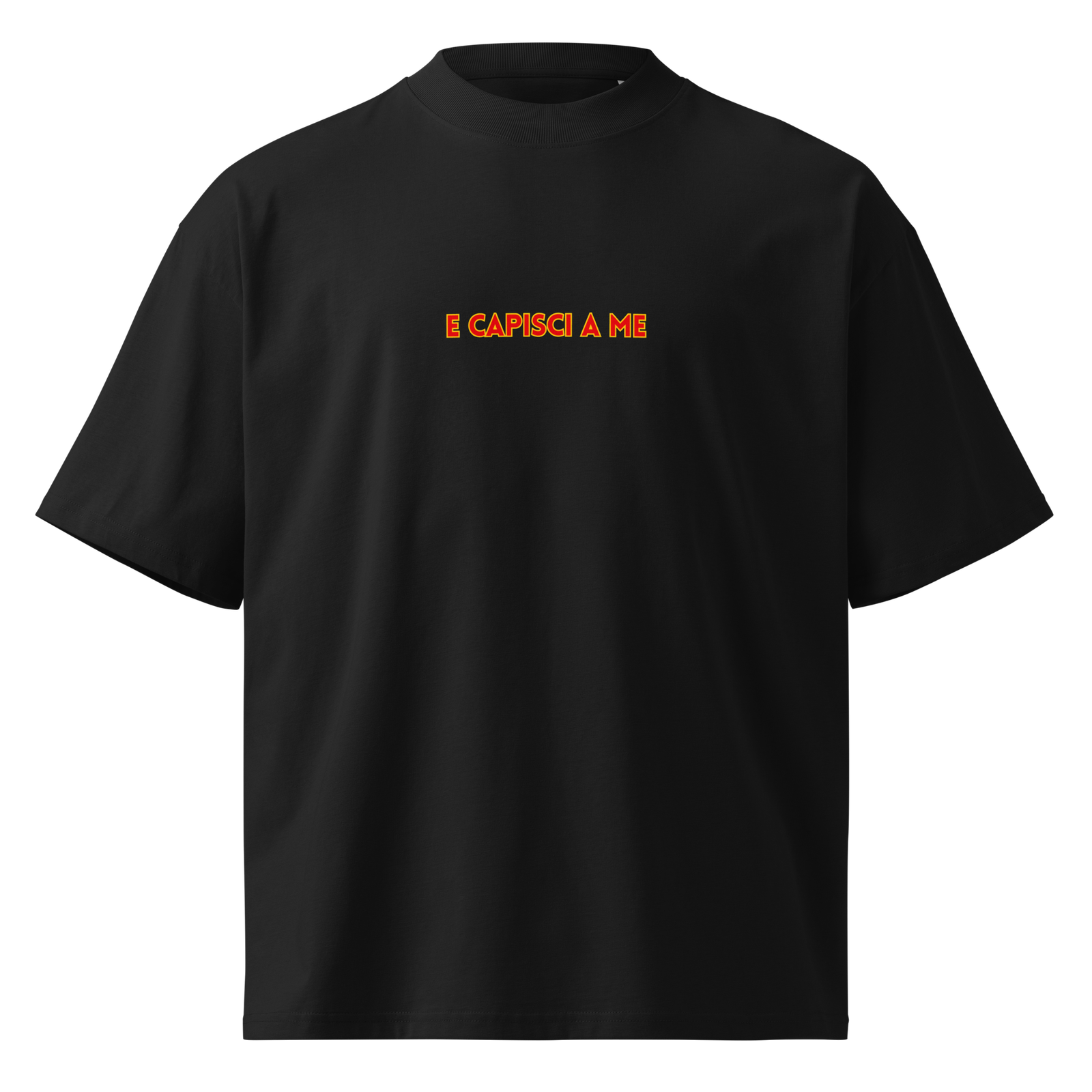 T-shirt organica oversize con collo alto unisex - Lu sule, Lu mare... - immagine 2