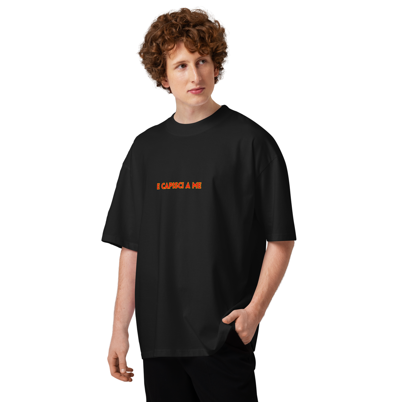 T-shirt organica oversize con collo alto unisex - Lu sule, Lu mare... - immagine 3