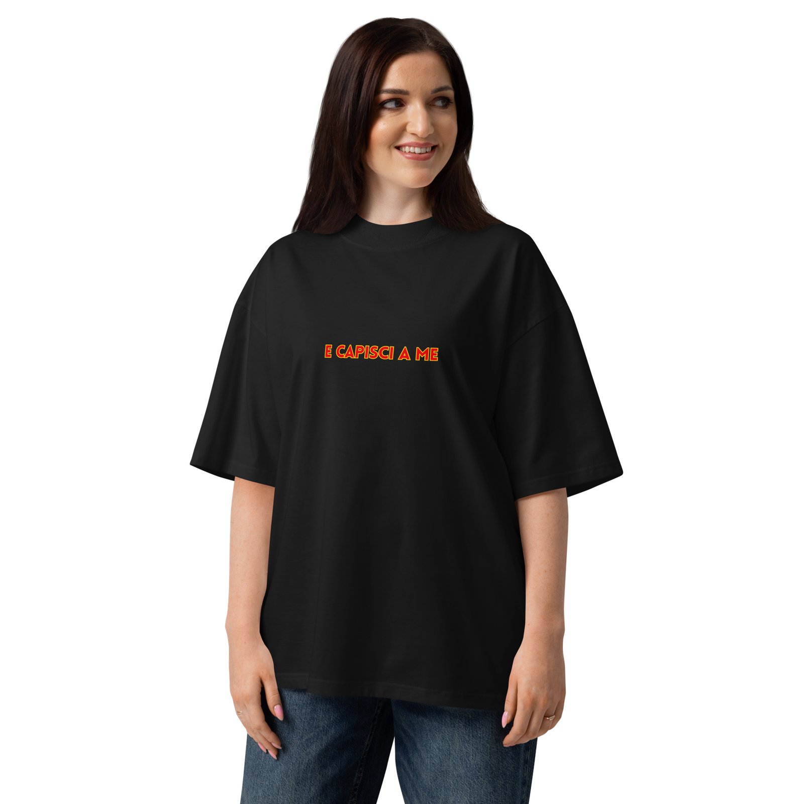 T-shirt organica oversize con collo alto unisex - Lu sule, Lu mare... - immagine 5