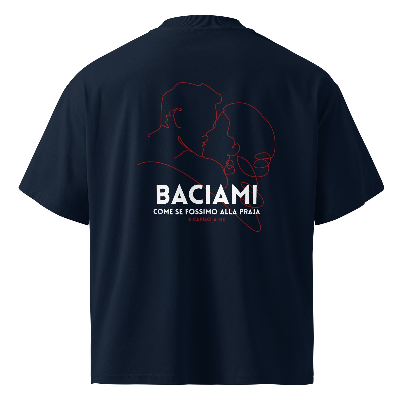 T-shirt organica oversize con collo alto unisex - Baciami Black - immagine 4