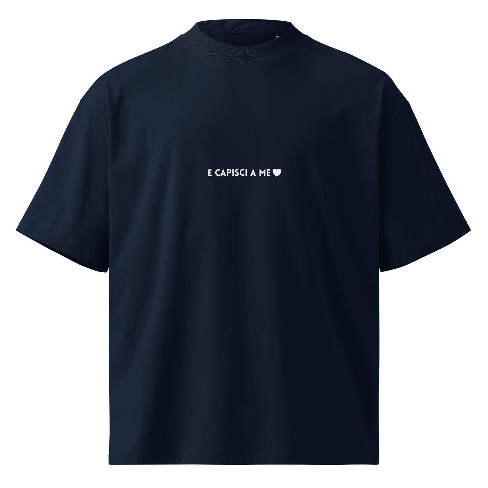 T-shirt organica oversize con collo alto unisex - Baciami Black - immagine 2