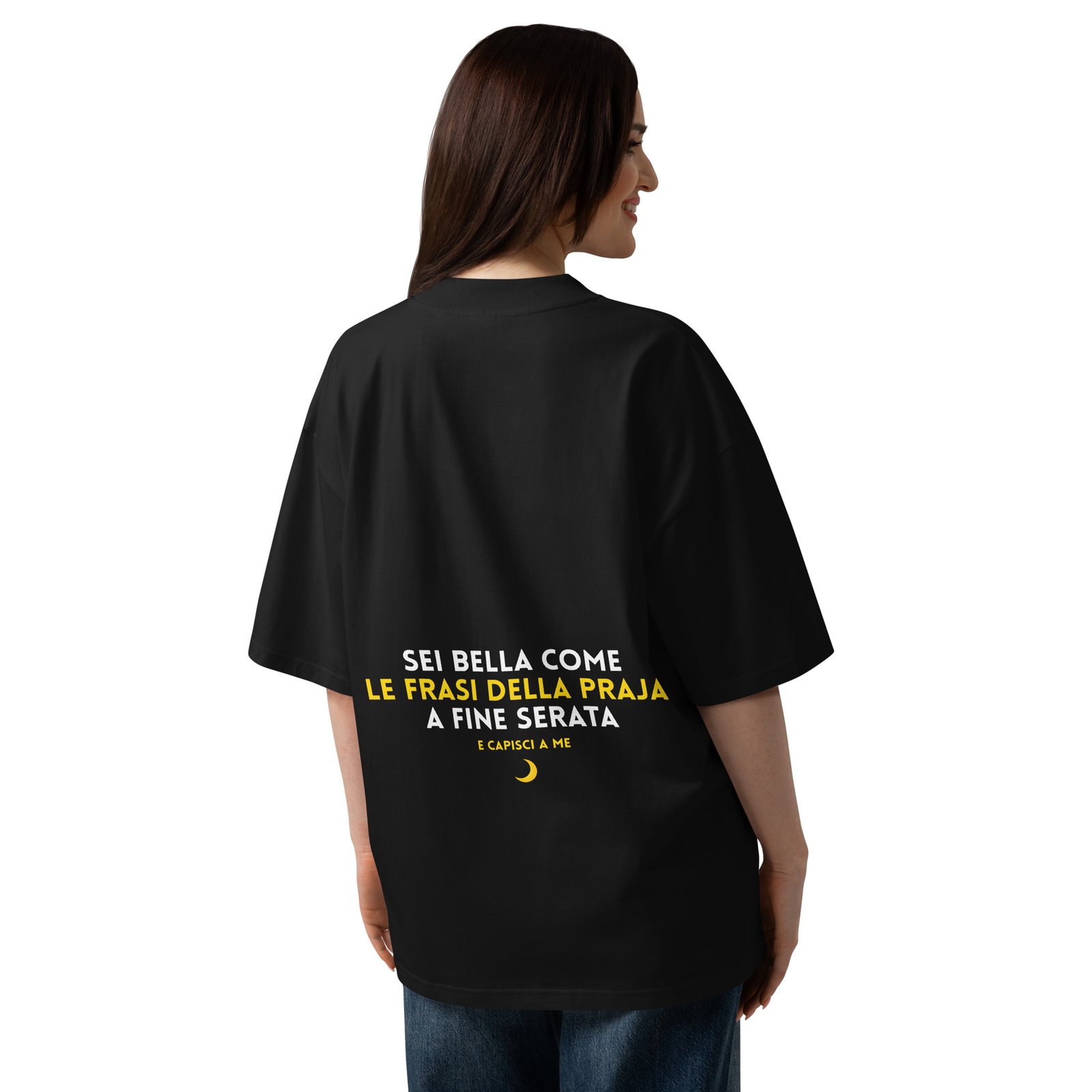 T-shirt organica oversize con collo alto unisex - Sei bella come... - immagine 6