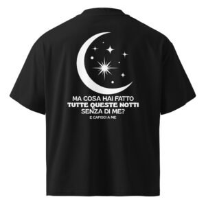T-shirt organica oversize con collo alto unisex - Ma cosa hai fatto... Black
