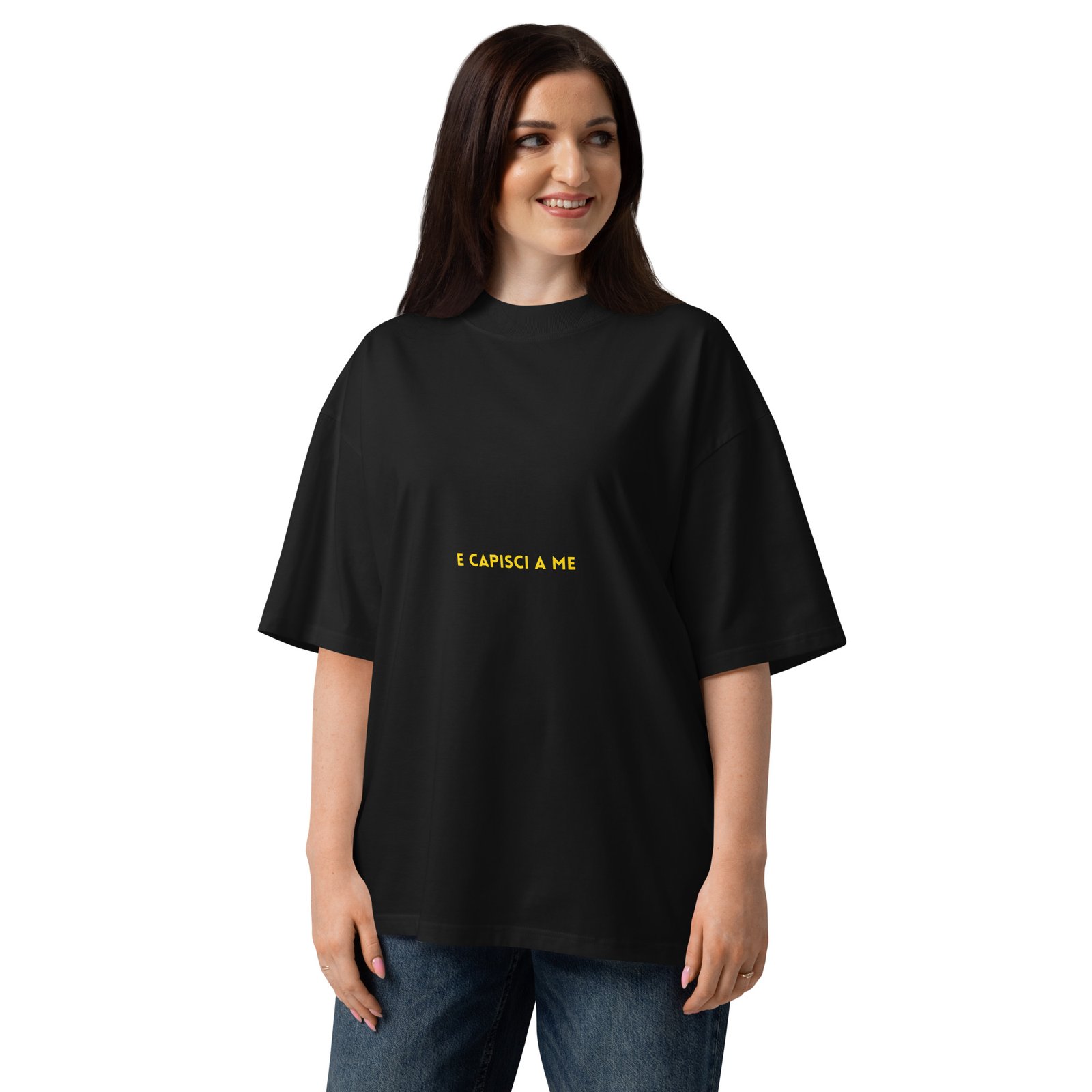 T-shirt organica oversize con collo alto unisex - Sei bella come... - immagine 5