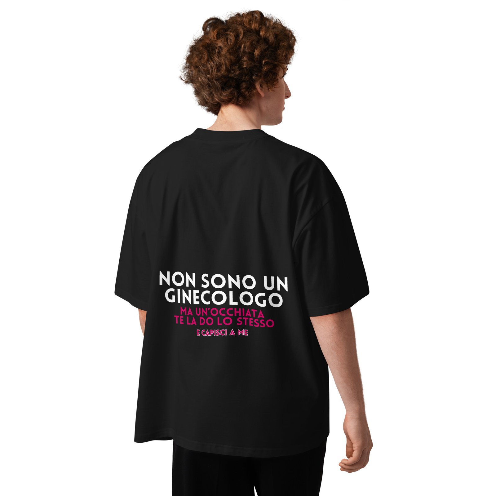 T-shirt organica oversize con collo alto unisex - Non sono un ginecologo... - immagine 4